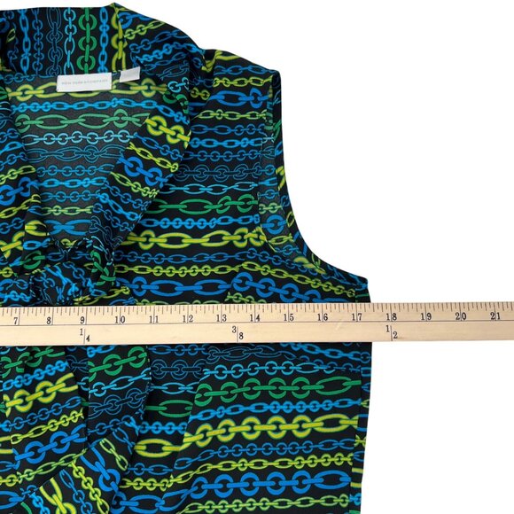 New York & Company Sleeveless Chain Print Blouse With Ruffle Neck Women's Small - Picture 5 of 8